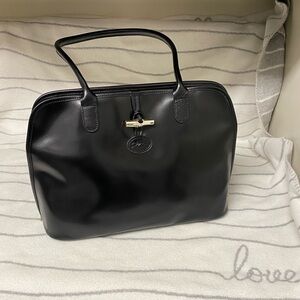 Longchamp Black Leather Tote Bag